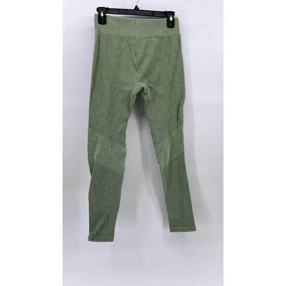 UNBRANDED Women's Green Ribbed High-Rise Pull-On Compression Leggings SZ M - Picture 2 of 10